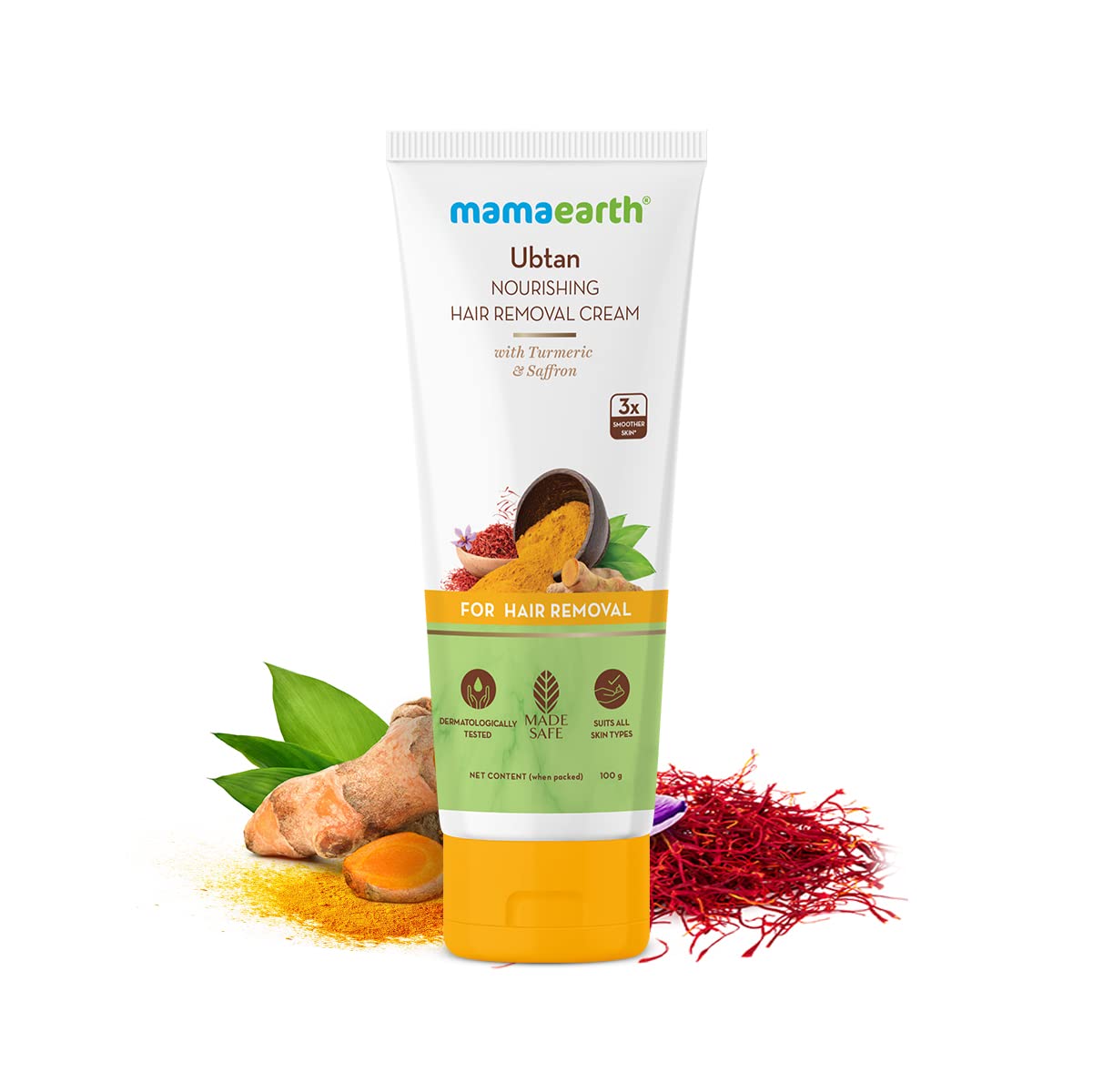 Mamaearth Ubtan Nourishing Hair Removal Cream With Turmeric & Saffron - 100 g
