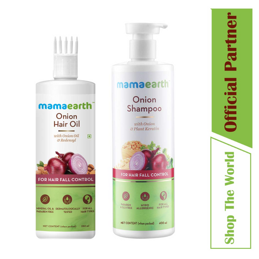 Mamaearth Anti Hairfall Onion Large Oil & Shampoo Combo - Oil (250 ml) & Shampoo (400 ml)