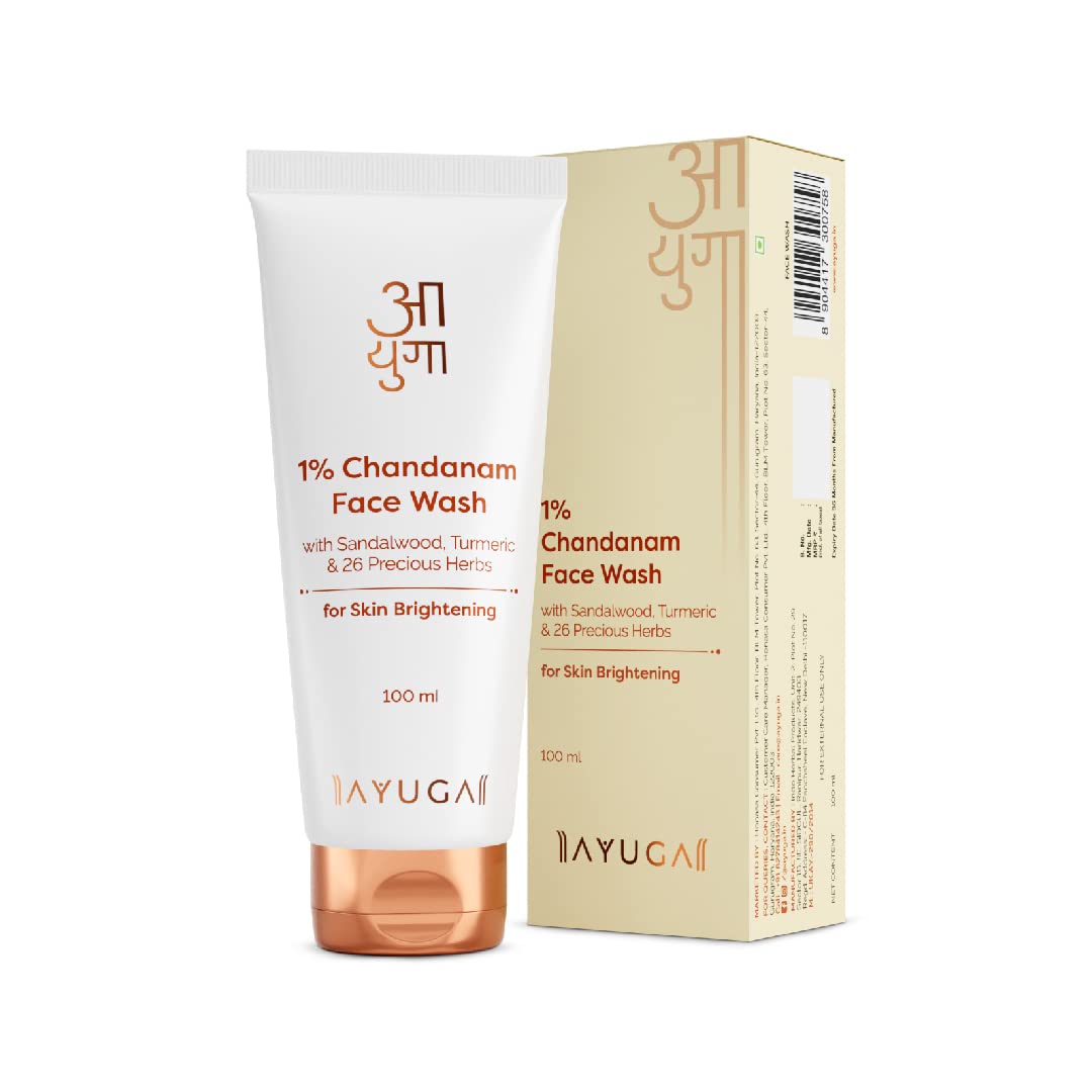 Ayuga Skin Brightening 1% Chandanam Face Wash, with Sandalwood, Turmeric & 26 Precious Herbs - 100 ml