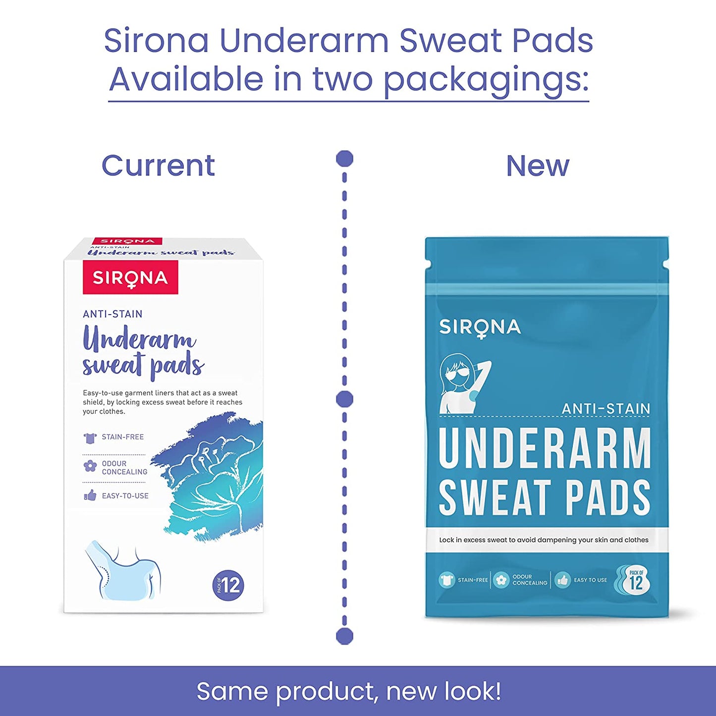 Sirona Anti-Stain Under Arm Sweat Pads for Men and Women - 12 Pads