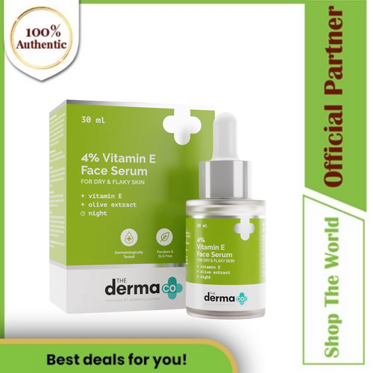 (Expiring August 2024) The Derma Co Anti Dry & Flaky Skin 4% Vitamin E Face Serum with Vitamin E and Olive Extract, 30 ml