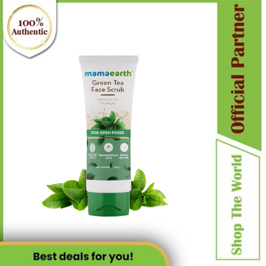 Mamaearth Pores Minimizing Green Tea Face Scrub With Collagen - 100 gm