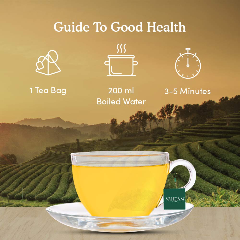 Vahdam Turmeric Moringa Herbal Tea Tisane (15 Tea Bags)