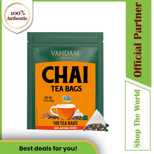 Vahdam Organic Masala Chai Tea (100 TEA BAGS)