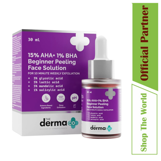 The Derma Co Deep Exfoliating 15% AHA + 1% BHA Beginner Face Peeling Solution - 30 ml