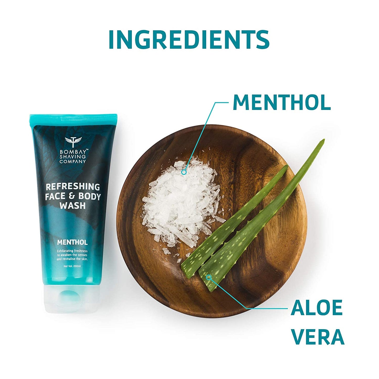 (Expiring July 2024) Bombay Shaving Company Refreshing Face & Body Wash with Menthol - 200 ml
