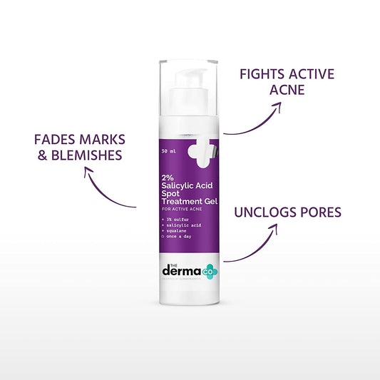 (Expiring September 2024) The Derma Co Acne Removal 2% Salicylic Acid Spot Treatment Gel with 3% Sulfur, 30 ml