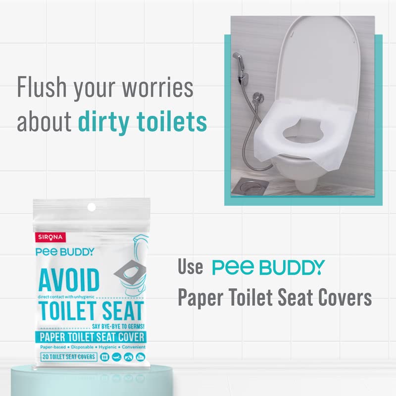 Sirona PeeBuddy Disposable Toilet Seat Cover to Avoid Direct Contact with Unhygienic Toilet Seats - 20 Sheets