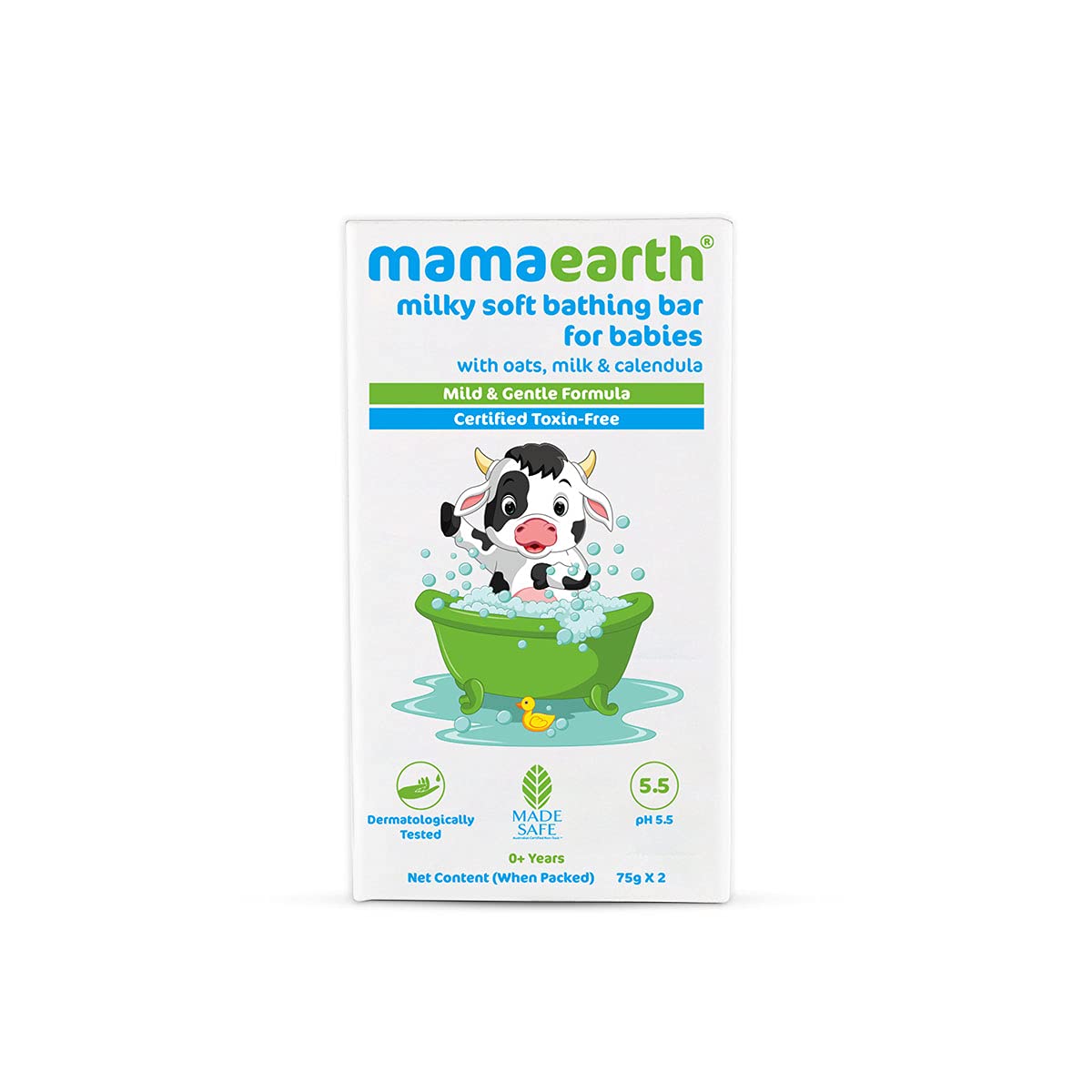 Mamaearth Milky Soft Bathing Bar for Babies with Oats, Milk & Calendula Pack of 2 (75g x 2)