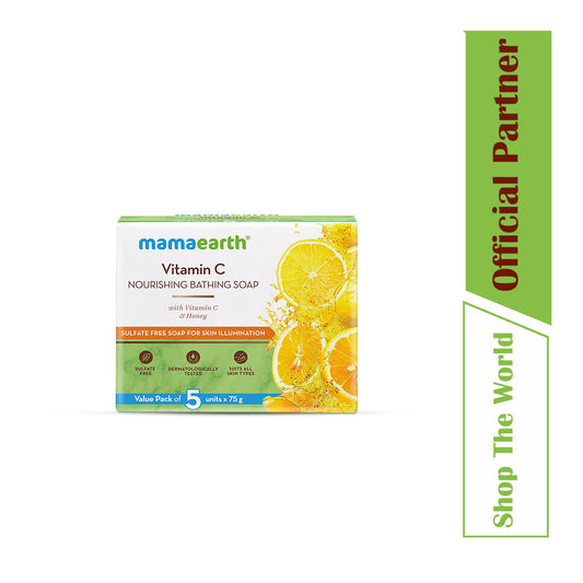 Mamaearth Vitamin C Nourishing Bathing Soap Bar with Honey for Skin Illumination - 75gm x 5