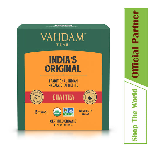 Vahdam India's Original Masala Chai Tea Bags (15 TEA BAGS)
