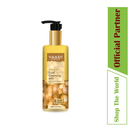 Vaadi Herbals Gold Cleansing Milk with 24k Gold Leaf – 3-skin Benefits, 110 ml