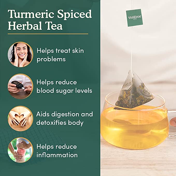 Vahdam Turmeric Spiced Herbal Tea (15 Tea Bags)