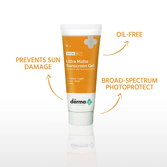 The Derma Co Anti-Taning Ultra Matte Sunscreen Gel SPF 60 PA +++ with Pure Zinc, 50 gm