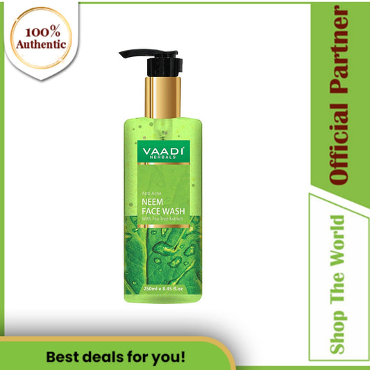 Vaadi Herbals Organic Anti-Acne Neem Face Wash with Tea Tree Extracts, 250 ml (Large)