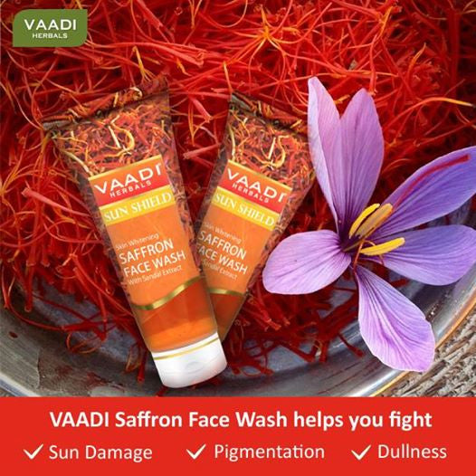 Vaadi Herbals Organic Skin Whitening Saffron Face Wash with Sandal Extracts, 60 ml