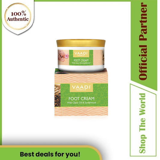 Vaadi Herbals Organic Deep Moisturizing Foot Cream With Clove & Sandalwood Oil, Medium size 150 gm