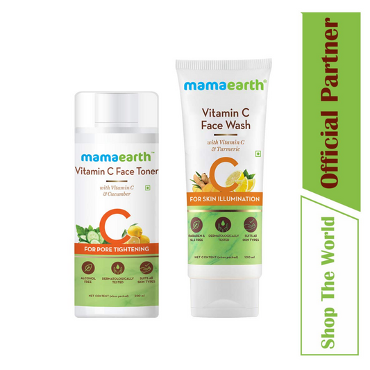 Mamaearth Vitamin C Glowing Skin Duo (Face Wash 100ml + Face Toner 200ml)