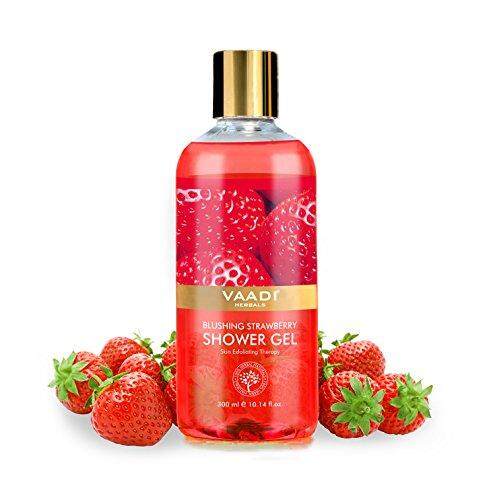 Vaadi Herbals Organic Skin Exfoliating Blushing Strawberry Shower Gel, 300 ml