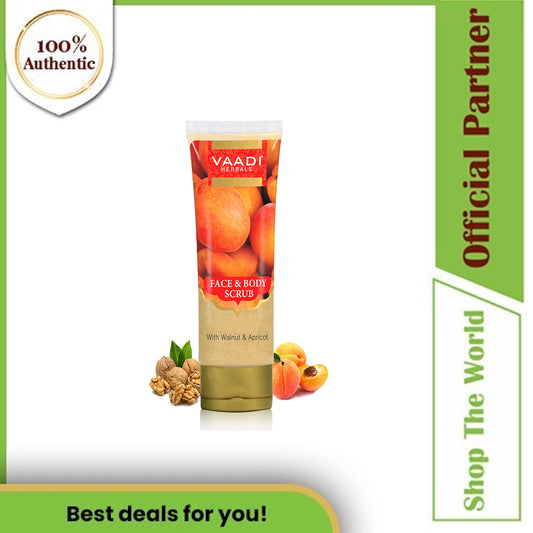 Vaadi Herbals Organic Skin Exfoliation Face & Body Scrub with Walnut & Apricot, 110 gm