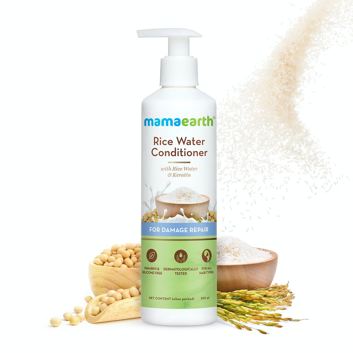 Mamaearth Hair Damage Repair Rice Water & Keratin Trio (Oil - 150ml + Shampoo - 250 ml + Conditioner - 250 ml)