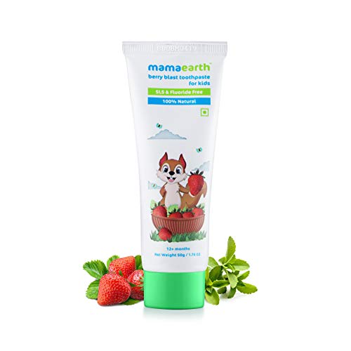 Mamaearth Berry Blast Toothpaste for Kids - SLS & Fluoride Free , 50g