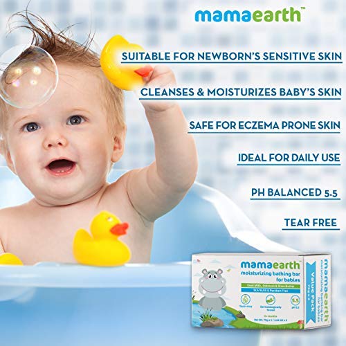 Mamaearth Moisturizing Bathing Bar Soap For Babies with Shea Butter, Oatmeal & Goat Milk, Pack of 2 (75gms Each)