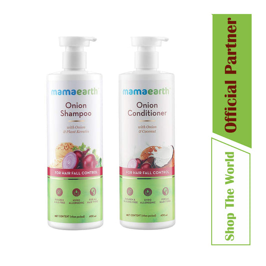 Mamaearth Anti Hairfall Onion LARGE Shampoo & Conditioner Duo (400 ml Each)