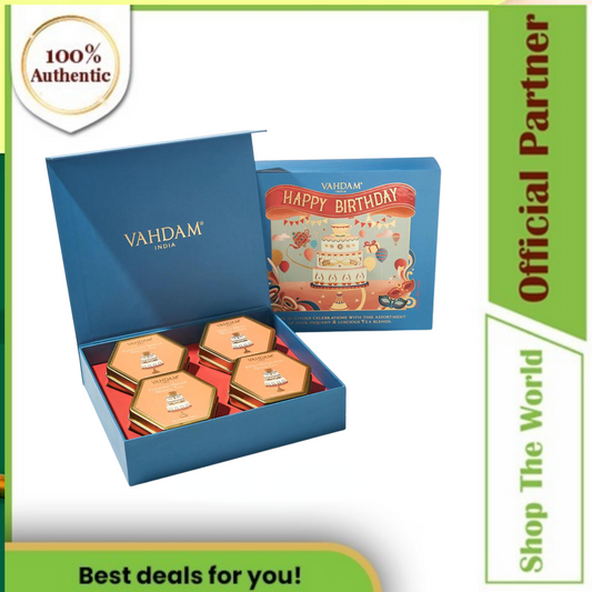 Vahdam Happy Birthday - Assorted Set of 4 Tea Gift Set- 200g