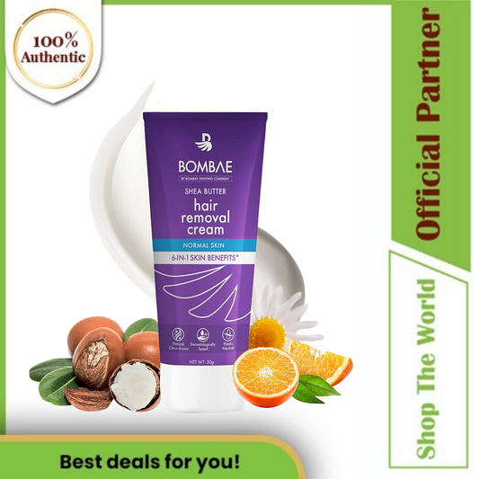 (Expiring July 2024) Bombae 6-in-1 Skin Benefits Shea Butter Hair Removal Cream For Women - 30 gm