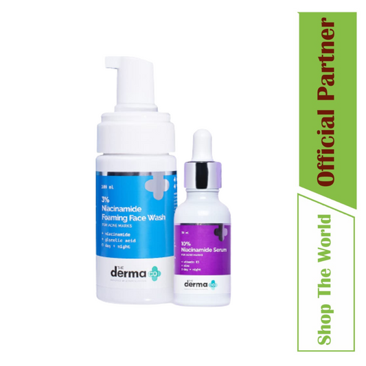 The Derma Co Anti Acne Marks Combo (10% Niacinamide Face Serum 30 ml + 3% Niacinamide Foaming Face Wash 100 ml)