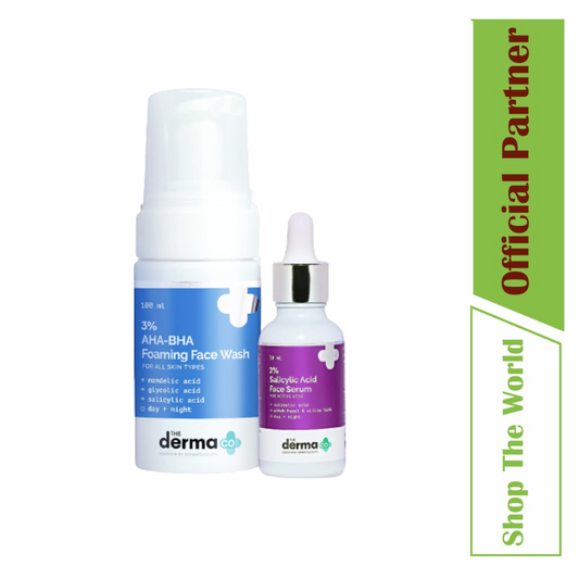 The Derma Co Acne Care Combo (3% AHA-BHA Foaming Face Wash 100 ml + 2% Salicylic Acid Face Serum 30 ml)