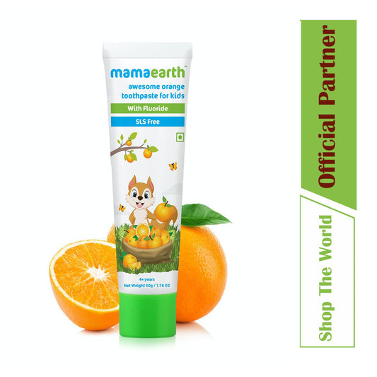 Mamaearth Awesome Orange Toothpaste for Kids for age 4+ years, with Flouride, 50g