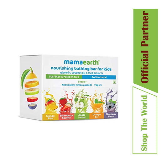 Mamaearth Nourishing Bathing Bar Soap For Kids with Glycerin, Coconut Oil & Fruit Extracts - ( Pack of 5, 75g Each)